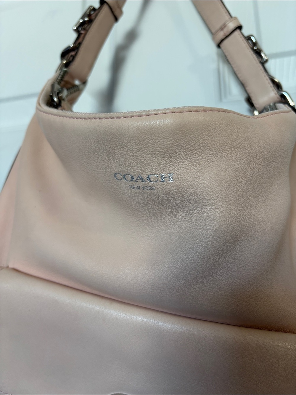 Coach Soft Pebbled Leather Shoulder Bag in Blush Pink - Picture 16 of 16